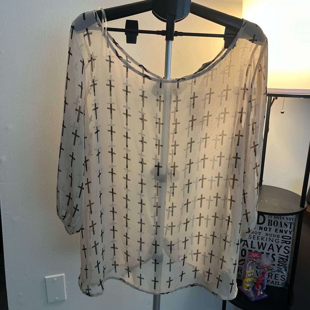 Women's Sheer Cross Pattern Top